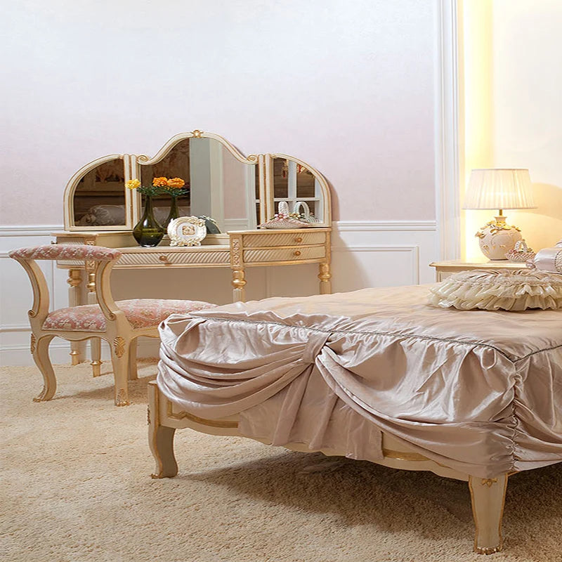 Luxury Girls Dressing Table Gold Nordic Bedroom Storage Dressing Table Set Multifunctional European Coiffeuse Furniture Makeup