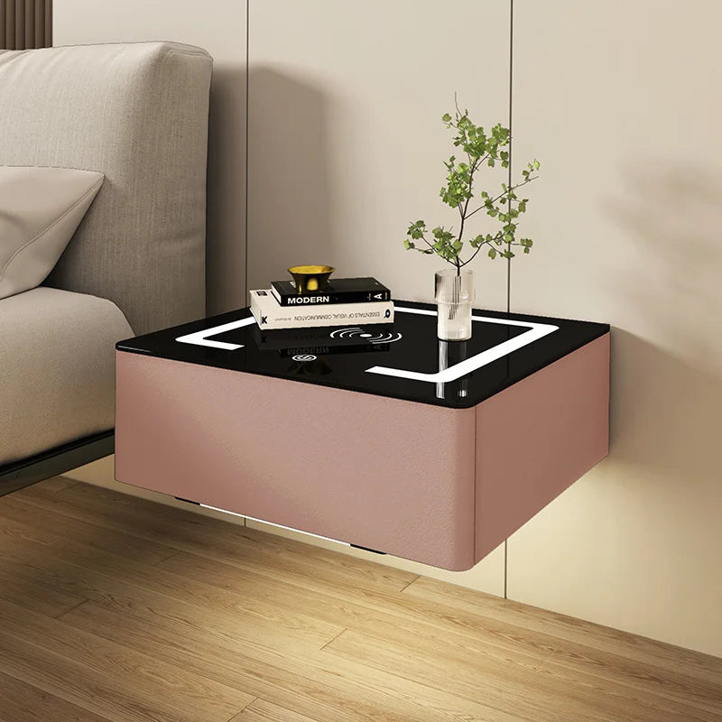 Modern Hanging Nightstands Multifunctional Aesthetic Simple Smart Bedside Table With Wireless Charger Nachttisch Home Furniture