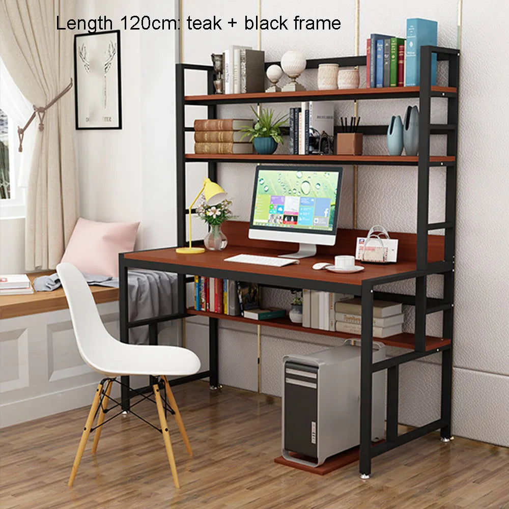 Office Minimalist Computer Student Table Household Desk One Body Board With Bookshelf Multi-Layer Storage Study Stable Study