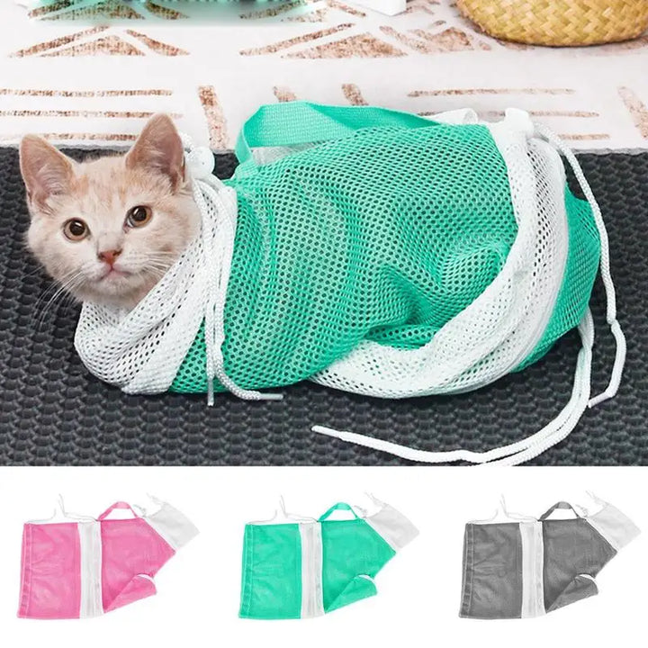 Adjustable Cat Shower Bag Breathable Anti Scratching Cats Restraint Bag Loose And Removable Pet Grooming Bath Bag For Cats