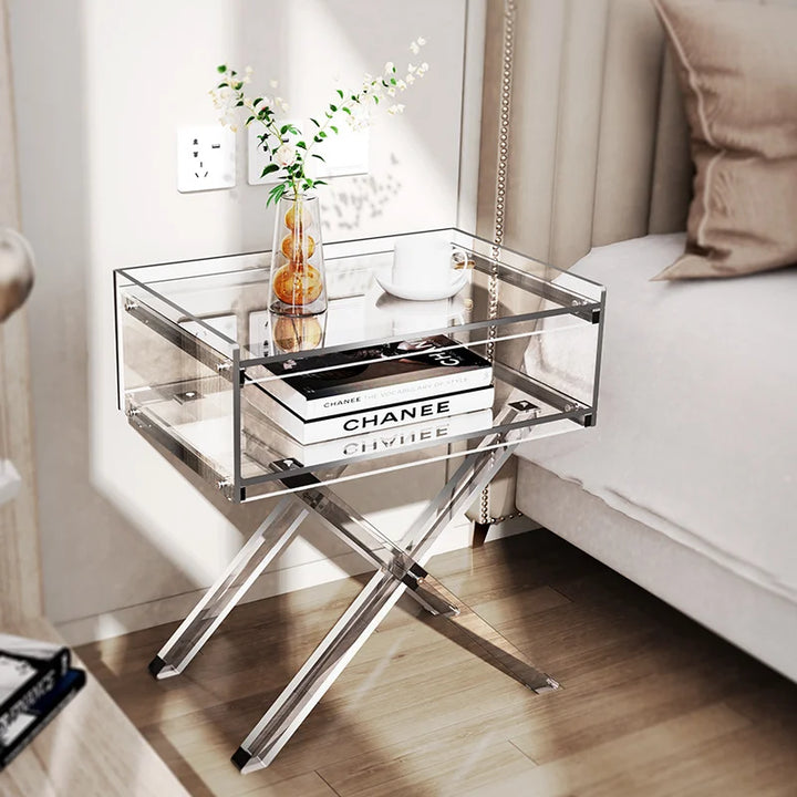 Storage Nordic Nightstand Table Transparent Item Kids Narrow Night Stand Trendy Shelves Szafki Nocne Furniture For Bedroom