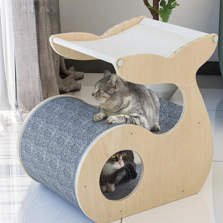 Multi-Cat Family Cat Nest Summer Solid Wood Double-Layer Tent Four Seasons Universal Hammock Semi-Enclosed Cat House  Pet