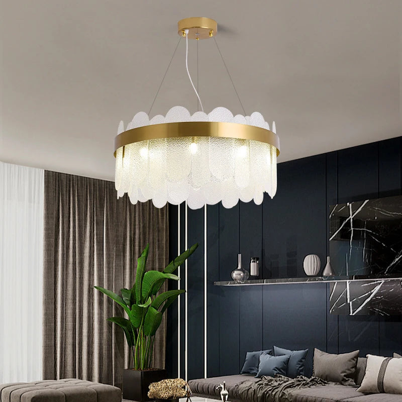 Nordic Luxury Crystal Chandeliers Minimalist LED Pendant Light For Hotel Villa Hall Living Room Kitchen Home Deco Lustre Fixture