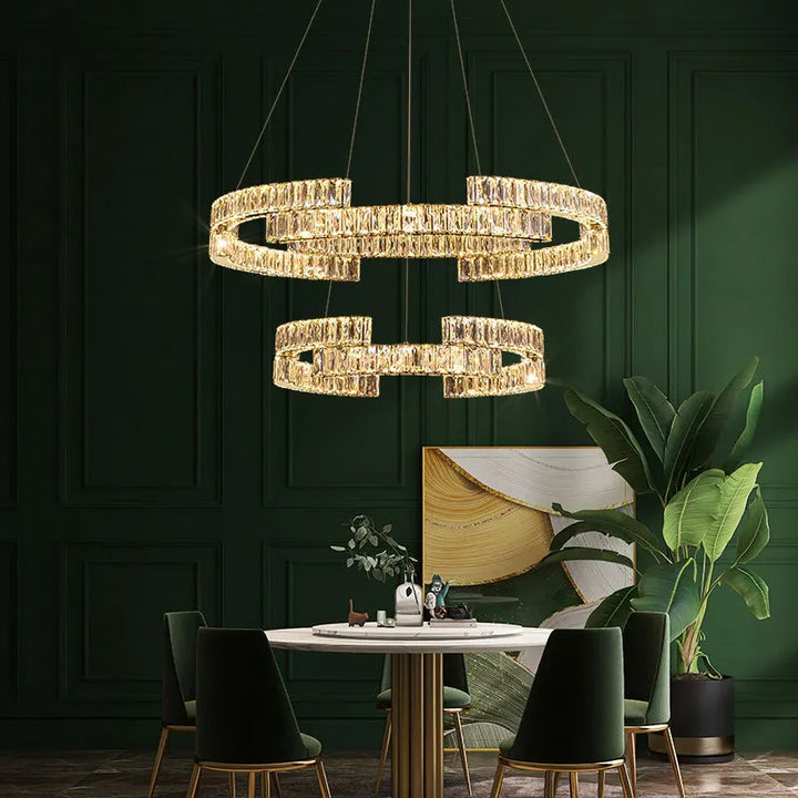 Luxurious Pendant Lights Creative Villa Living Room Ceiling Decoration Remote Control Dimming K9 Crystal Ceiling Chandelier Lamp