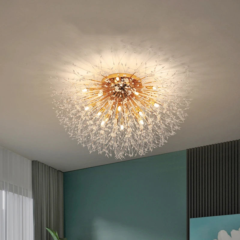 Modern Dandelion LED Ceiling Lights Creative Crystal Chandelier Ceiling Lamp Romantic Living Room Bedroom Lampara techo Lighting