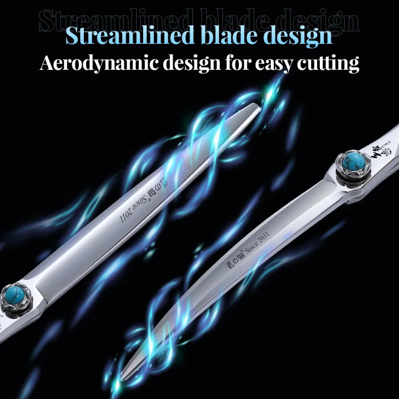 Fenice Race-grade Specialized VG10 Turquoise Bearing Screw Pet Haircut Grooming Scissors Straight/Curved/Thinner/Chunker Shears