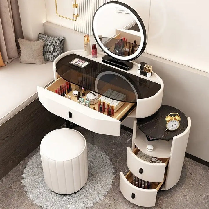 Vanity Desk Modern Dresser Table LED Household Floor Bedroom Dressing Table Storage Cabinet Makeup Table With Mirror Furniture