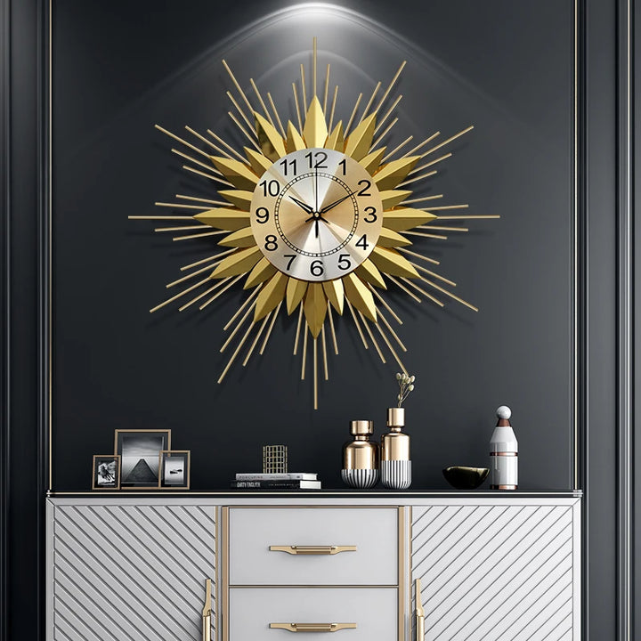 Gold Oversized Wall Clock Aesthetic Big Silent Atmosphere Light Luxury Clock Fashion Free Shiping Reloj De Pared Home Decoration