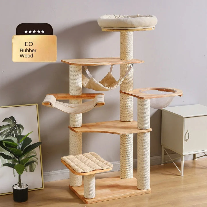 Solid Wood Cat Climbing Frame Cat Nest One Solid Wood Imported Oak Cat Supplies Toys Firm Pet Supplies