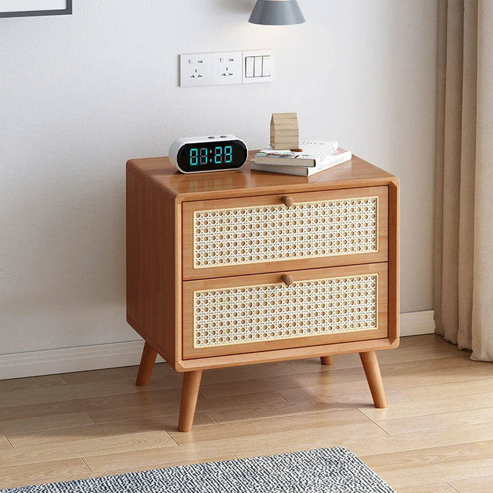 Comfortable Bedside Tables Sofa Side Night Rattan Plaited Bedside Tables Cabinet Storage Mesa Cabeceira Wooden Furniture Bedroom