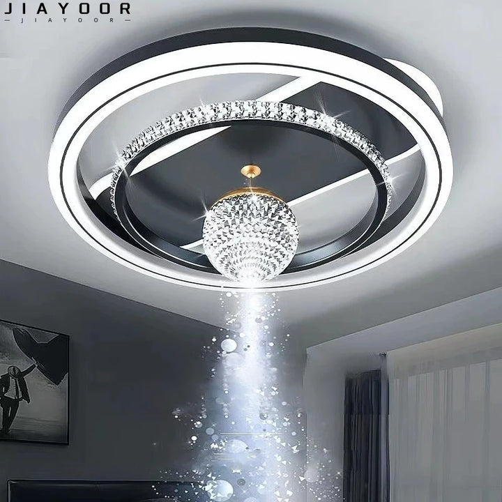 Modern Black And White  Crystal LED Ceiling Light Minimalist Eastern Pendant Light Living Room Study Decoration Indoor Lighting