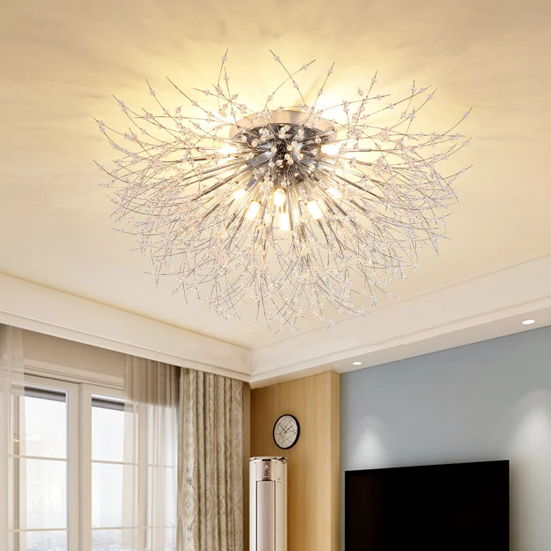 Modern Dandelion LED Ceiling Lights Creative Crystal Chandelier Ceiling Lamp Romantic Living Room Bedroom Lampara techo Lighting