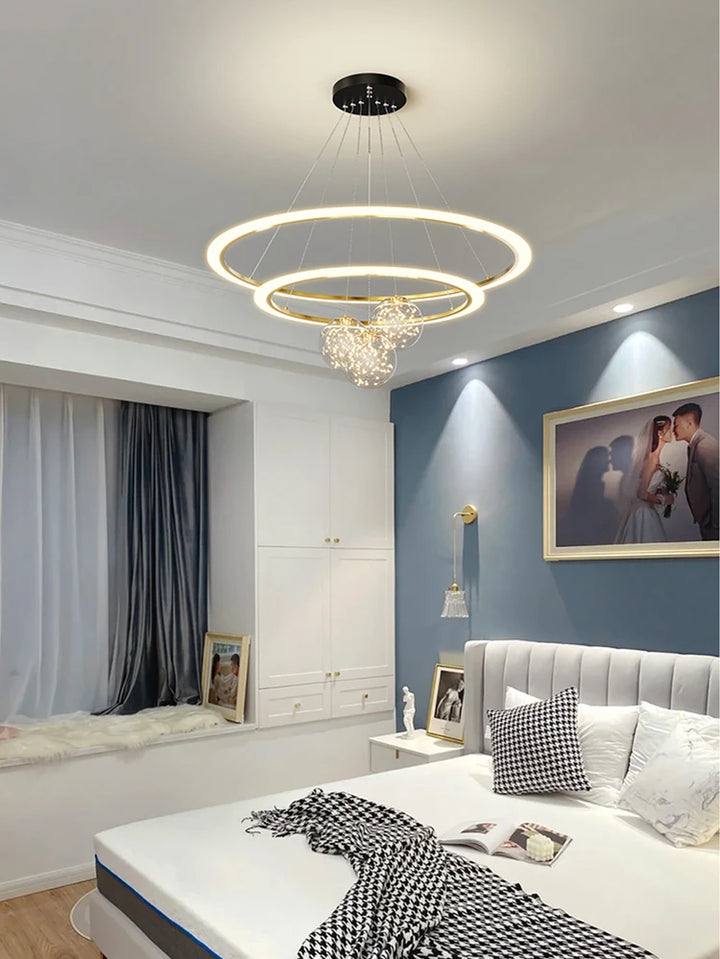 New 2023 Pendant Lights Living Room Chandelier Simple Modern Atmosphere Starry Nordic Luxury Led Ring Lamp Ceiling Lanterns