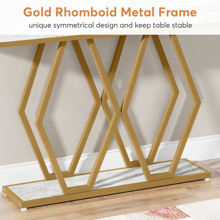 Tribesigns Console Table for Entryway Living Room, 55 Inch Gold Entryway Table Modern Accent Table for Hallway Entrance Foyer