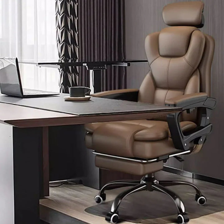 Luxury Computer Office Chair Leather Wheels Glides Ergonomic Swivel Office Chairs Study Armchair Sillas De Gamer Home Furniture