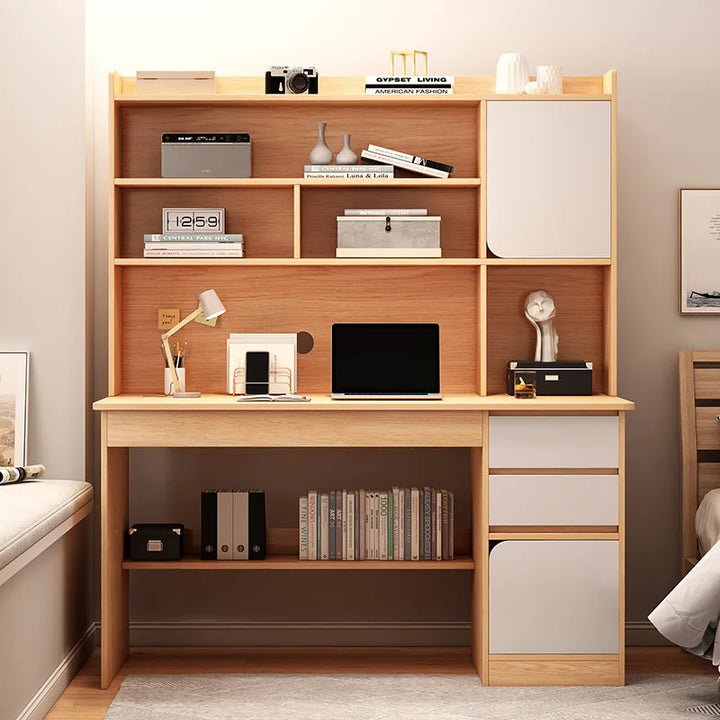 Simple Desk Bookshelf All-in-one Computer Desk Storage Space Student Home Study Bedroom Office Desk with Household Furniture