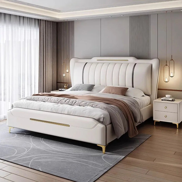 Luxury European Double Bed Wood High End Twin Frame Double Bed Headboard Sleeping Cabeceira De Cama Box Casal Bedroom Furniture