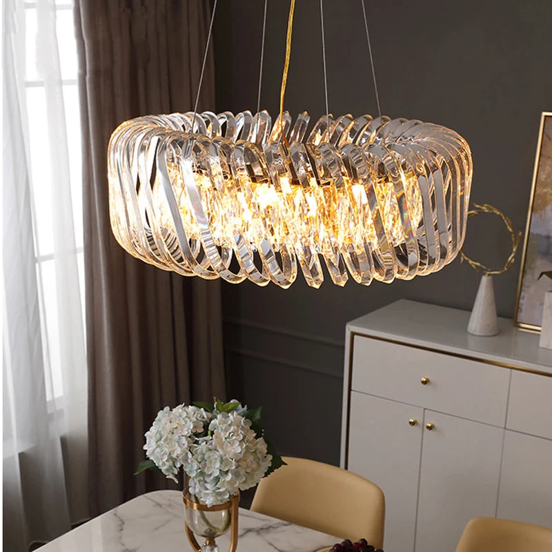 Modern Large Crystal Led Chandelier Hotel Pendant Hanging Light Fixtures For Living Room Bedroom Ceiling Lighting