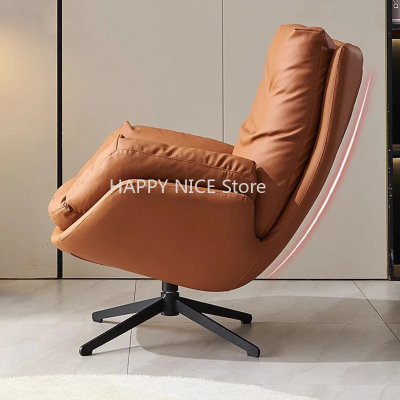 Lounge Swivel Living Room Chairs Luxury Lazy Relax Leather Nordic Salon Chair Floor Office Comfy Fauteuil Outdoor Furniture