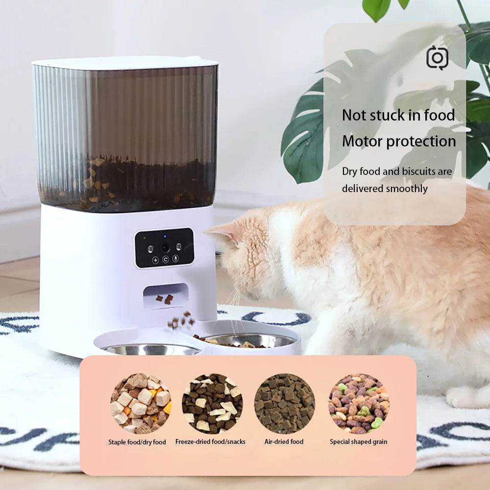 5L Camera Pet Feeder With Video Smart Cat Food Dispenser For Dogs WIFI Feeder 2 Million Pixel Remote Cat Automatic Feeder