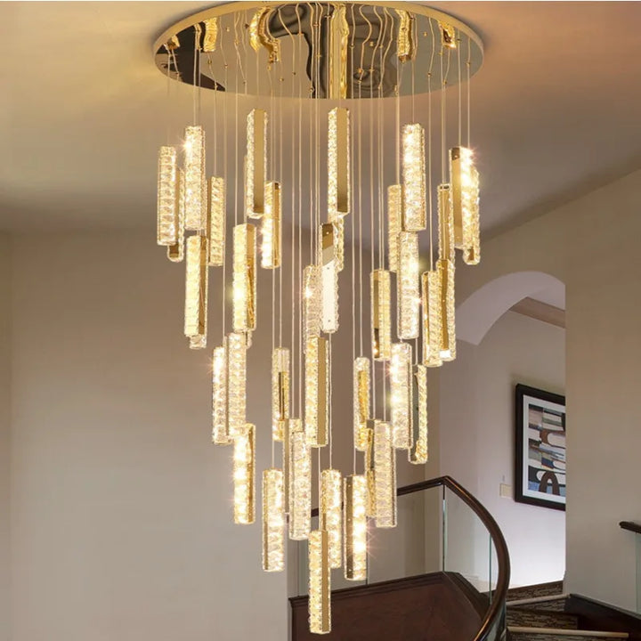 Large LED Luxury Crystal Ceiling Chandelier Hanging Pendant Lighting Living Dining Room Villa Hotel Hall Stair Suspension Lustre