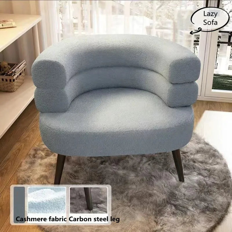 Nordic Luxury Lamb Fleece Lazy Sofa Chair Living Room Single Casual Back Chair Bedroom Dresser Chair Balcony Coffee Chair