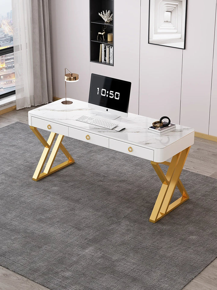 Luxury Computer Desk With Drawer Living Room Slate Computer Table Office Desk Iron Bedroom Computer Desks 100cm Home Furniture