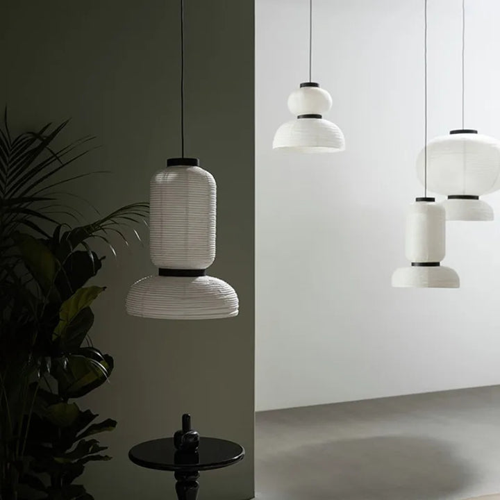 Design Modern Oak Led Pendant Lights Art Rice Paper White Hanging Lamp for Living Room Decor Restaurant Bedroom Lanterns