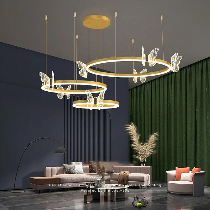 Moonriver Lighting Modern Living Room Hanging Lamps for Ceiling LED Butterfly Dining Table Chandelier Room Decor Pendant Light