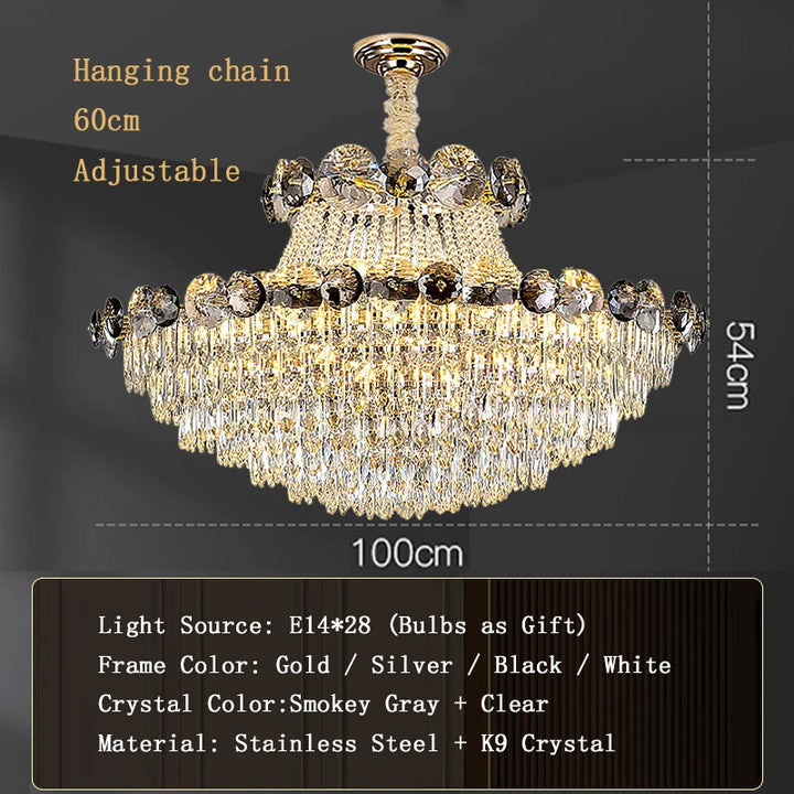 Large Luxury Chandeliers for Staircase Designer Big Crystal Hanging Lamps for Ceiling Modern Home Decor Stair Lighting Lustre