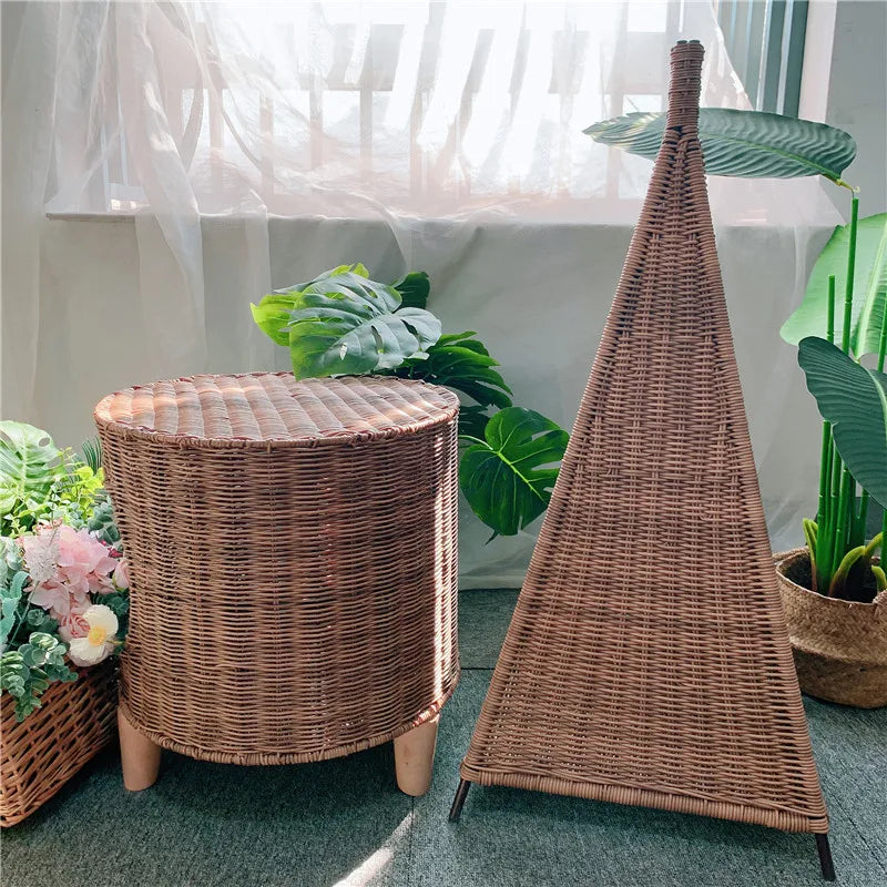 Vintage Rattan Pet Bed Plastic Pagoda Tent Cat Nest Dogs and Cats House Cylindrical Nest  Cat Scratching Post  Cat Tower