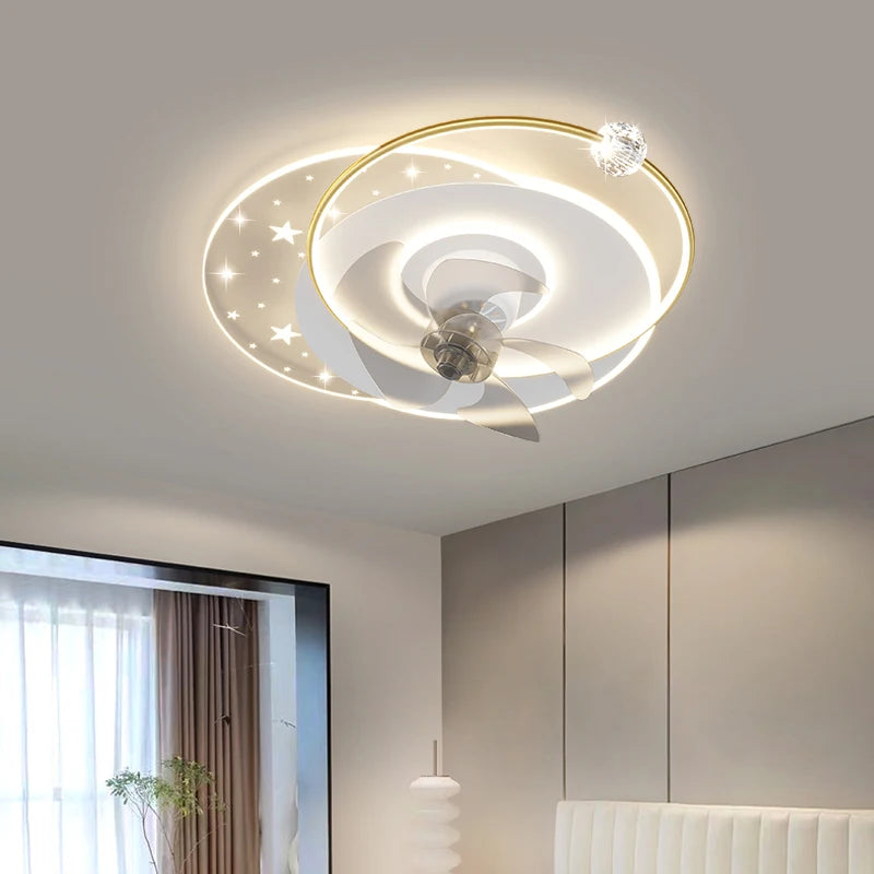 Fan shaking LED ceiling lamp chandelier Bedroom light luxury modern living room light Study ultra-bright quiet