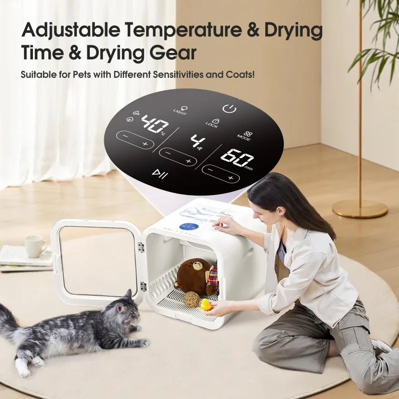 62L Pet Dryer Box Fast 15-Minute Drying 40dB Ultra Quiet Adjustable Drying Time Pet Hair Dryer Box, 360° Full Body Drying