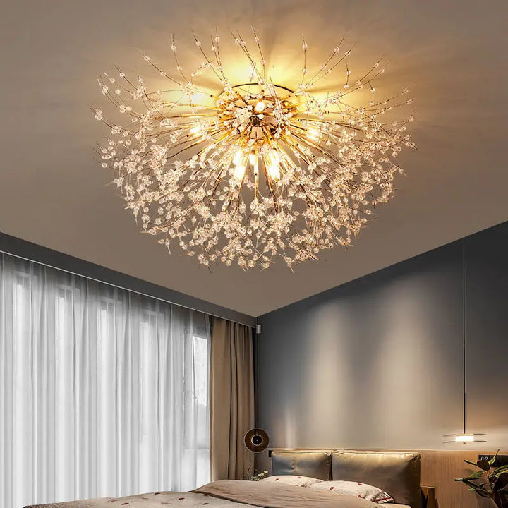 Modern Dandelion LED Ceiling Lights Creative Crystal Chandelier Ceiling Lamp Romantic Living Room Bedroom Lampara techo Lighting