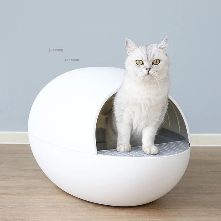 Automatic Semi-closed Cats Egg Plastic Litter Box Intelligent Electric Cat Training Toilets Anti-splash Pets Sandbox Supplies L