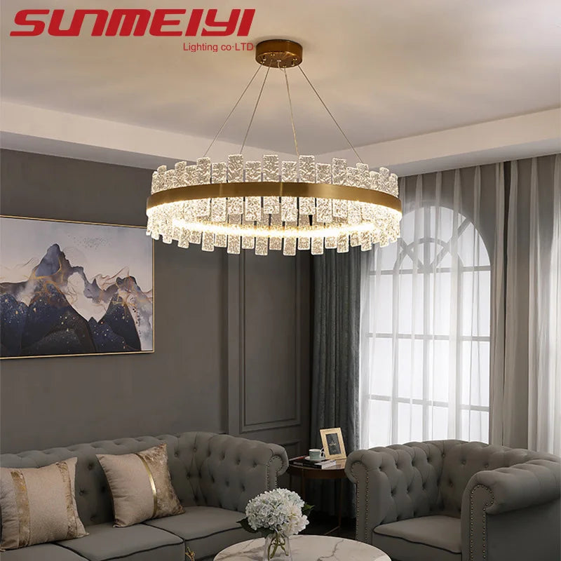 2022 Luxury Ceiling Chandeliers Minimalist LED Lights Nordic Round Crystal Lamp Fixture For Kitchen Dining Living Room Bedroom