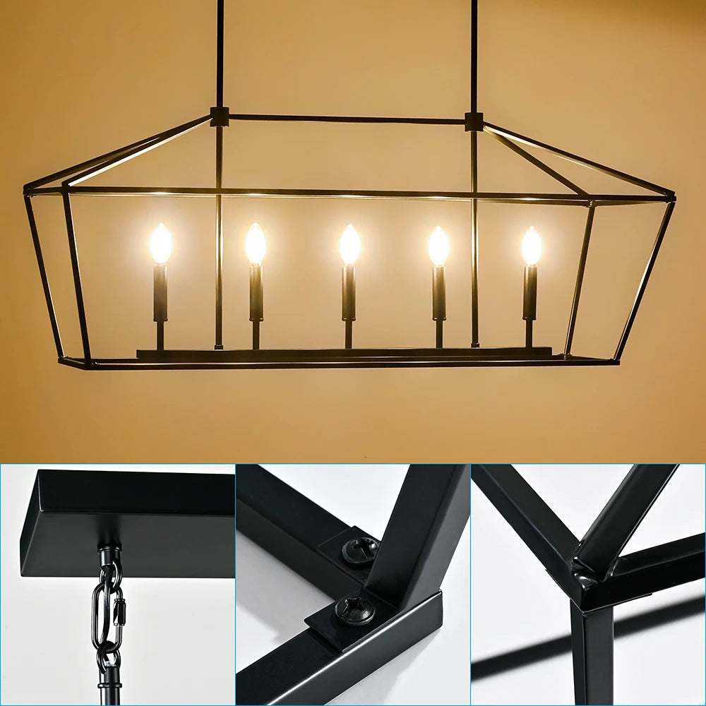 MantoLite Iron Ceiling lamp, Dining Room Kitchen Island Pendant Light Fixtures Height Adjustable Hanging Industrial Chandeliers