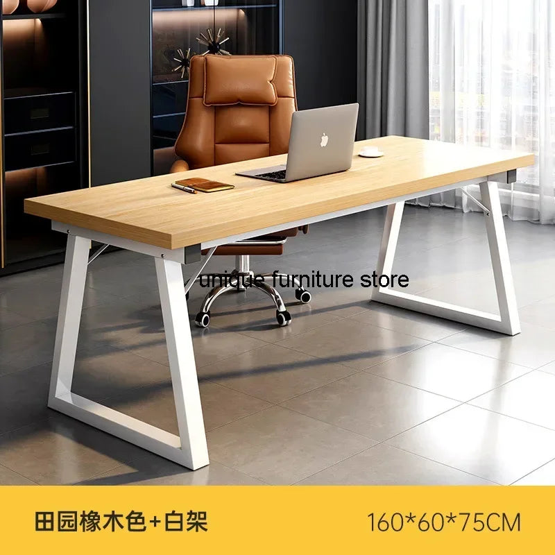 Modern Computer Desk Home Office Large Executive Office Desk Computer Table Study Writing Desk Wooden Tabletop Metal Frame