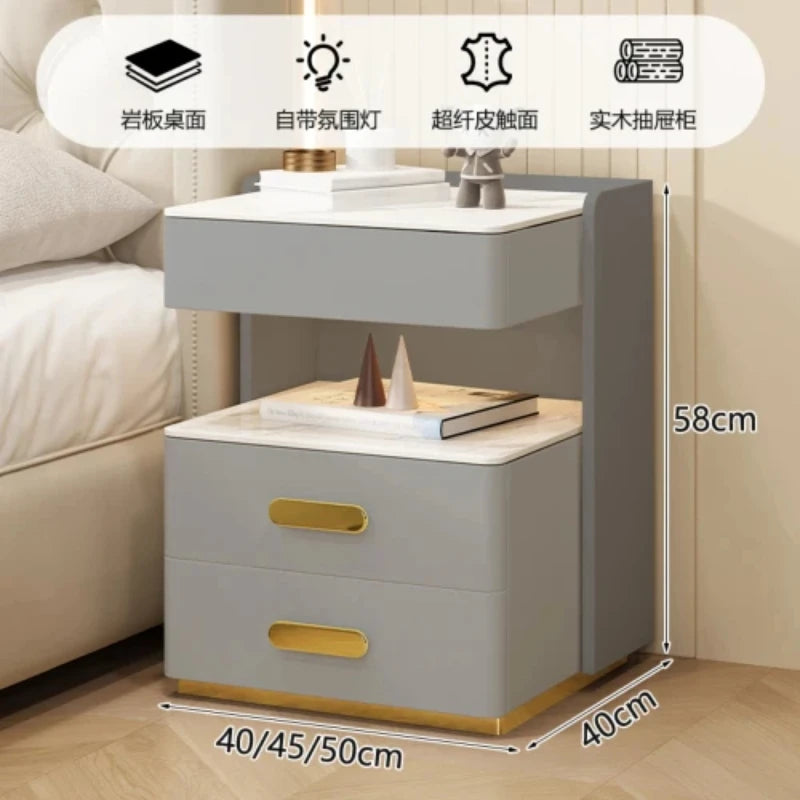 Nordic Luxury Indoor Nightstands Fashion Designer Minimalist Modern Wooden Night Stand Table Drawer Storage Bedroom Furnitures