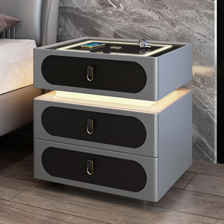 Intelligence Wireless Charger Nightstands Drawers Fingerprint Lock Aesthetic Multifunctional Nightstands Muebles Home Furniture