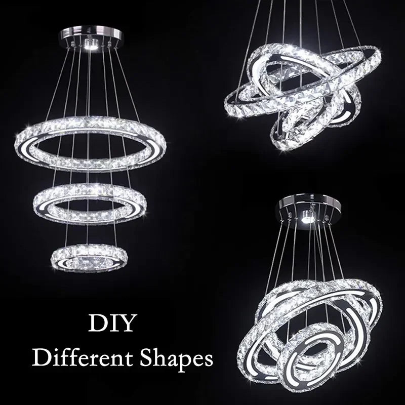 Luxury 3-ring LED Crystal Pendant Light Nordic Modern Chandelier Creative Simple Home Decoration Living Room Ceiling Lighting