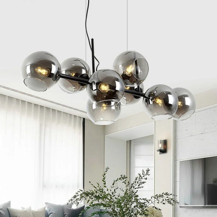 Nordic Glass Chandelier for Dining Room Kitchen Living Room Bedroom Glass Ball Black Ceiling Pendant Lamp  Suspension Light