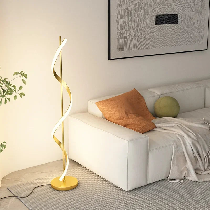 Modern LED Floor Lamp Geometric Line Tieyi Vertical  Luxury Line Design Light Bedroom Bedside  Indoor Home Decorative Fixture