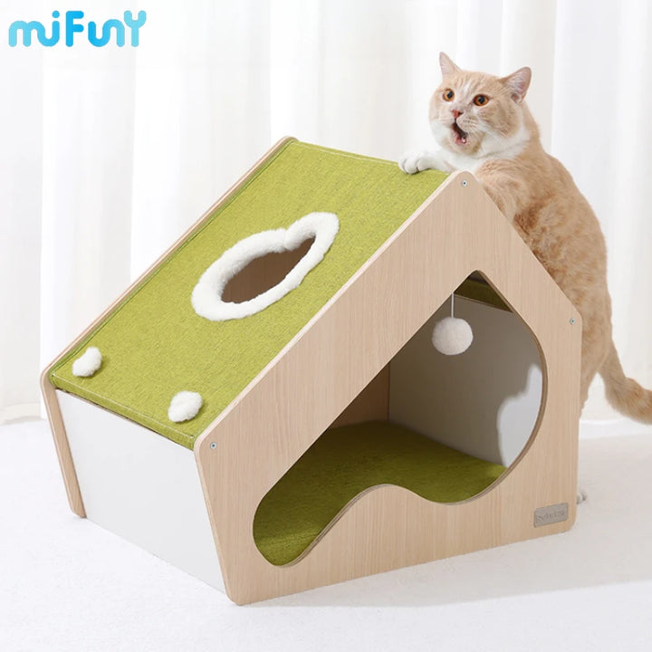 MiFuny Cat House Semi Enclosed Cat Bed Moisture-proof Ventilate Pet House Waterproof Universal for All Seasons Cat Supplies