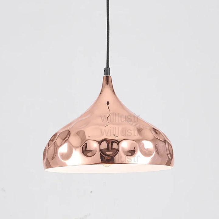 Copper Color Metal Pendant Lamp Polka Dots Wave Point Ceiling Chandelier Dinning Hall Hotel Restaurant Suspension Hanging Light