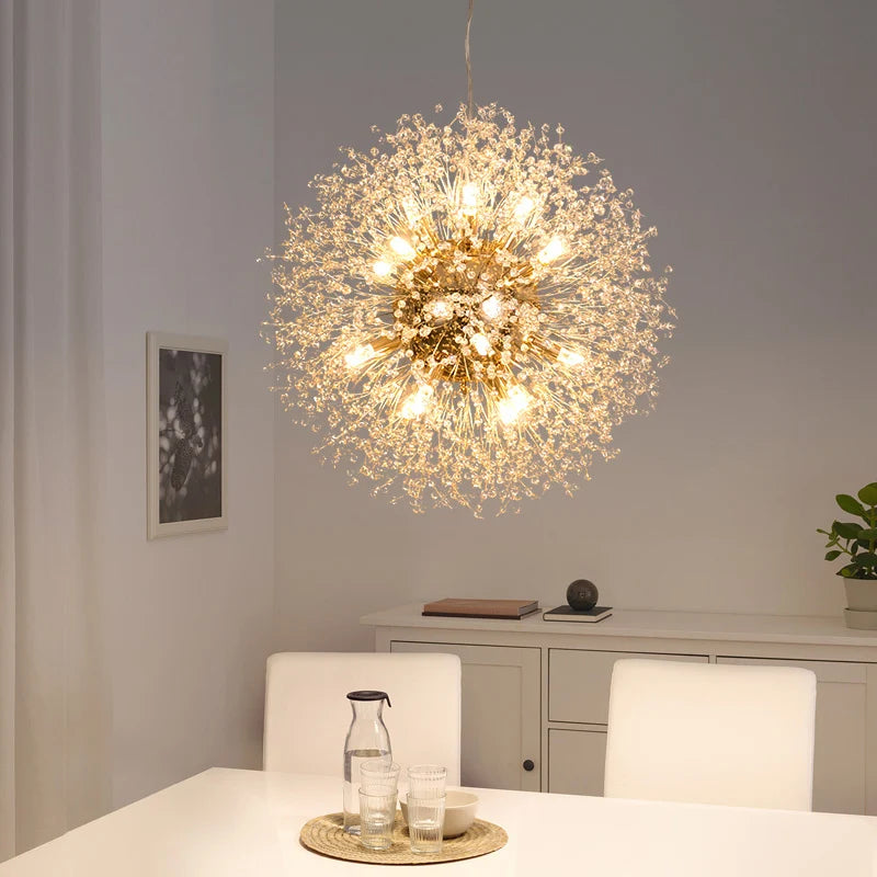 Luxury Dandelion Chandelier Atmosphere Light Nordic led chandelier Living Room Lighting Snowflake lampshade suspension light