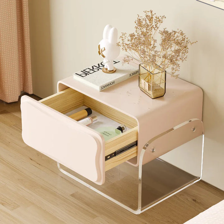 Cream Style Bedside Cabinet Acrylic  Minimalist Floating Feeling Bedside Cabinet Small Household Storage Cabinets Wholesale