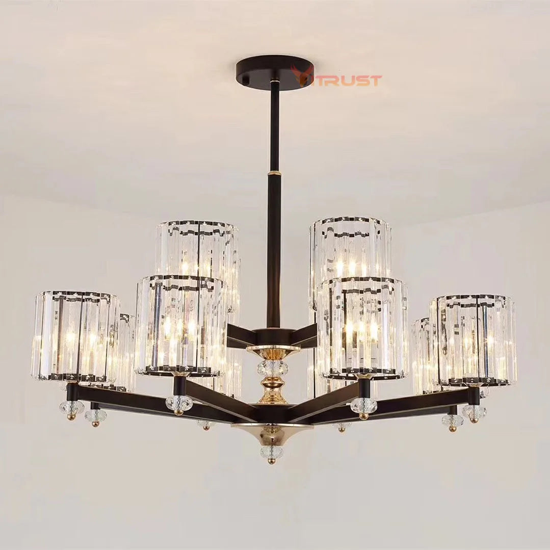 Modern Crystal Chandelier Lamp Black Ceiling Led Pendant Hanging Lighting Dining Living Room Bedroom Restaurant Shop