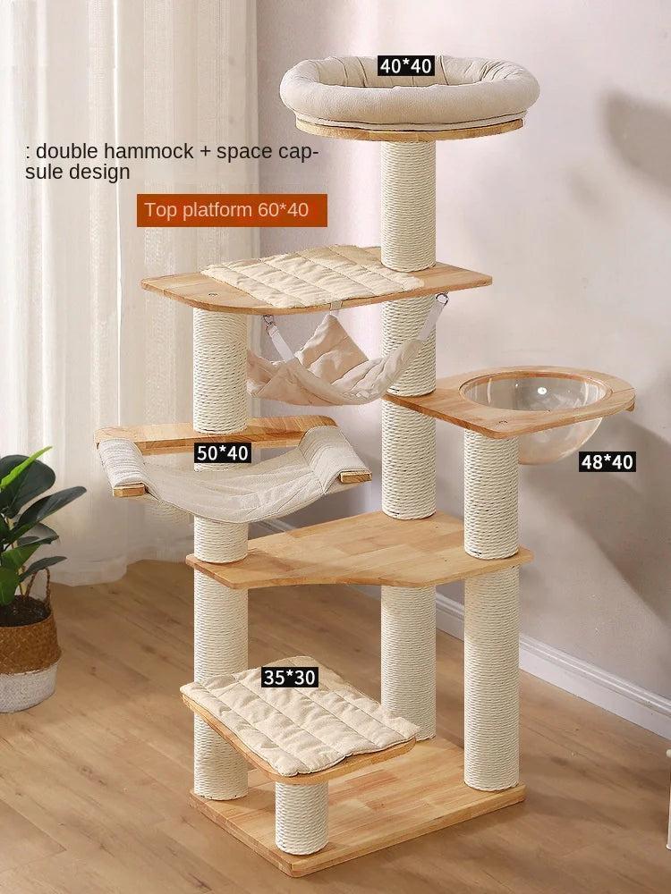 Solid Wood Cat Climbing Frame Cat Nest One Solid Wood Imported Oak Cat Supplies Toys Firm Pet Supplies