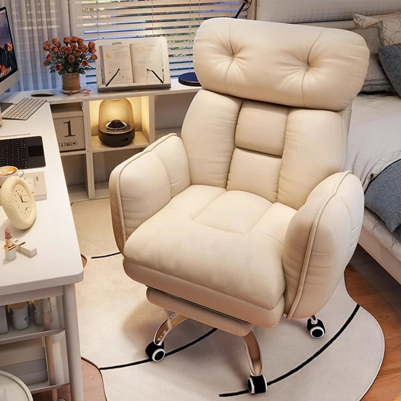 Leather Lazy Office Chair Massage Full Body Emperor Camp Makeup Comfortable Nordic Bar Office Chair Arm Stoel Salon Furniture